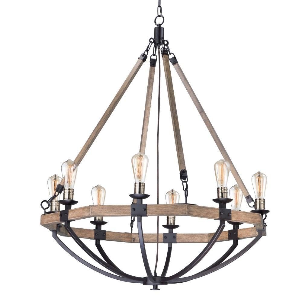 Maxim Lighting Lodge 8-Light Chandelier | Weathered Oak and Bronze